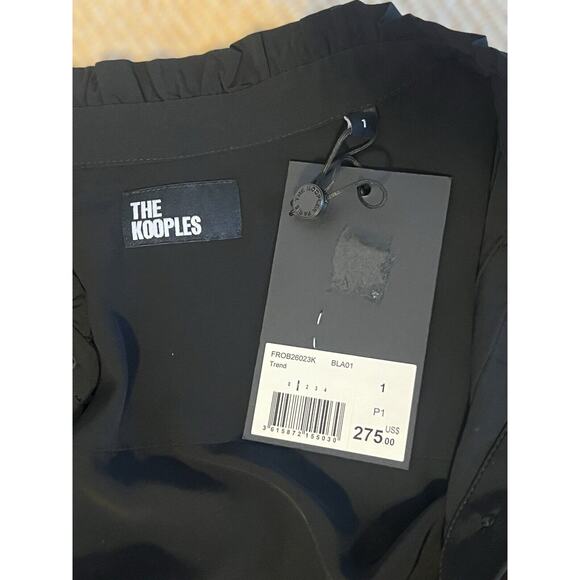 THE KOOPLES Classy Black Long Sleeve Mini Dress With Pockets And Pleated Bodice - Picture 5 of 8